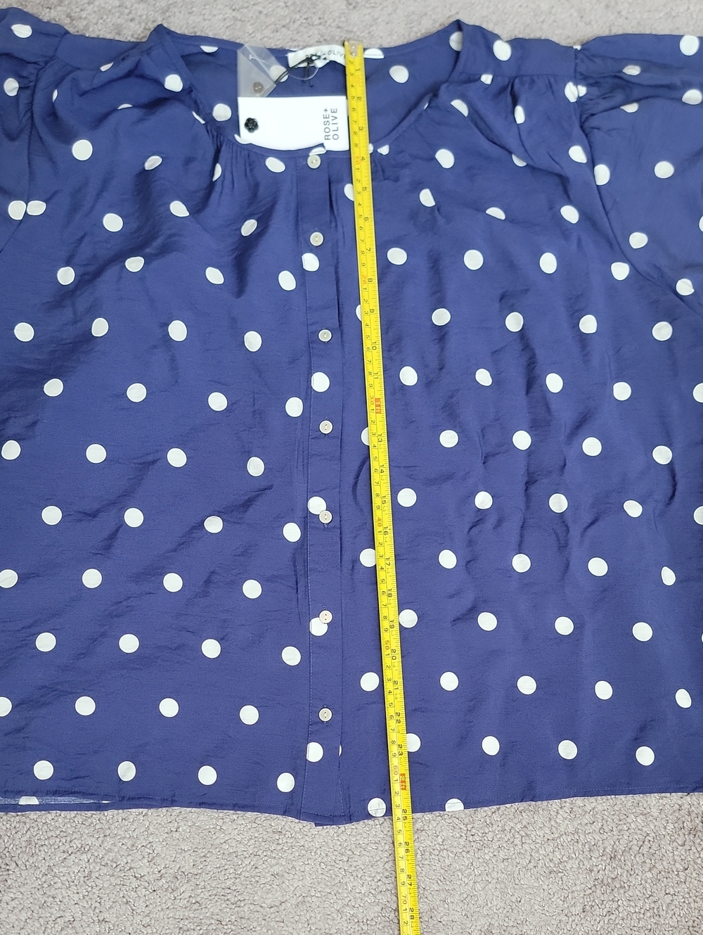 Rose & Olive Polka Dot Blouse in Blue & White Size 2x NWT - Picture 8 of 10